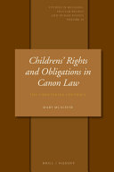 Childrens' Rights and Obligations in Canon Law : The Christening Contract /