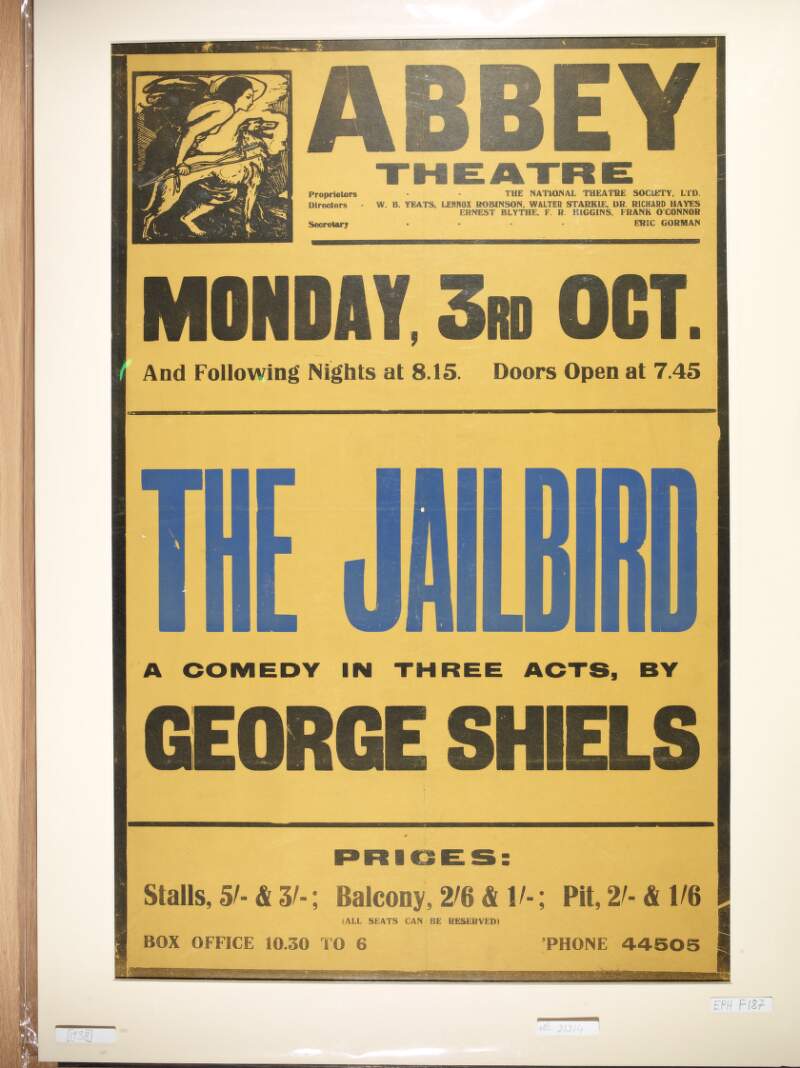 The jailbird: a comedy in three acts by George Shiels : Monday, 3rd Oct.