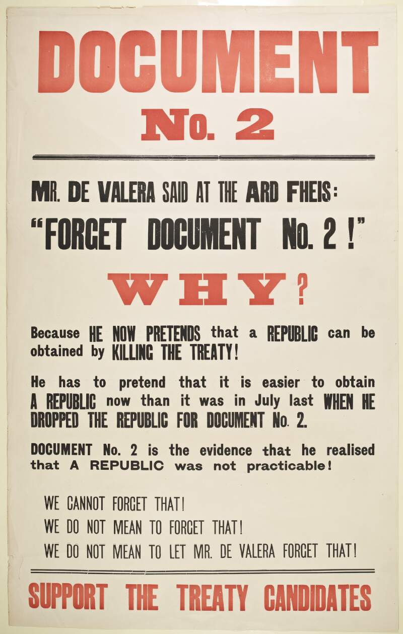 Document No. 2 Mr. De Valera said at the Ard Fheis: "Forget Document No. 2!" Why?