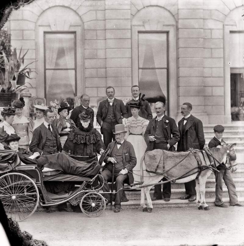 [Lady Waterford in carriage, Duke and Duchess of Waterford and other guests, Curraghmore House, Portlaw, Co. Waterford]