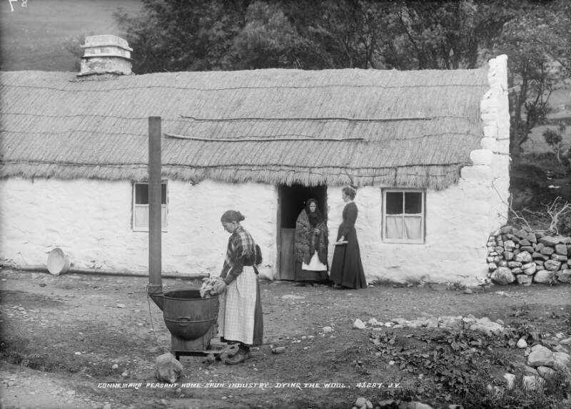 Connemara peasant home-spun industry: dying the wool