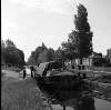 [Barge at lock gate, Grand Canal, Portobello/Ballsbridge, Dublin]