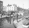 [Barge going through lock gate on Grand Canal, Portobello, Dublin]