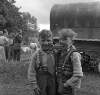 [Two little boys and a caravan at the Sheridan/O'Brien campsite, Loughrea, Co. Galway]
