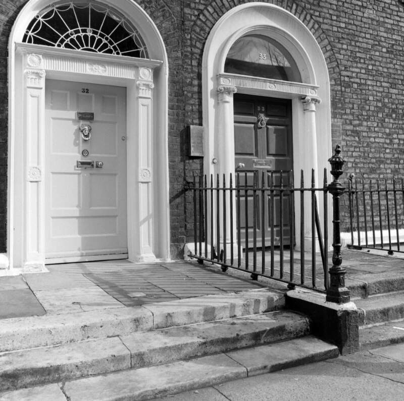 [Georgian doorways, Nos. 32 and 33, Lower Baggot Street, Dublin]