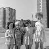 [Group of little girls in front of tower blocks, Ballymun, Dublin]