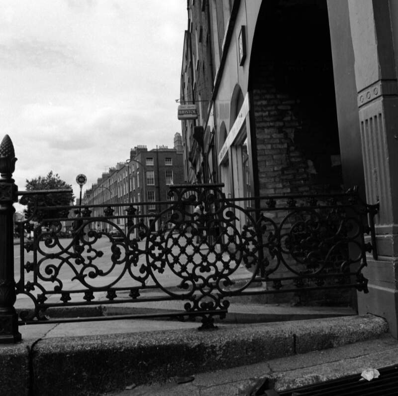 [Ornate ironwork railings, Lower Baggot Street, Dublin]