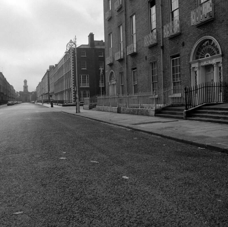 [Merrion Square with St. Stephen's (Pepper Canister) Church in far distance, Dublin]