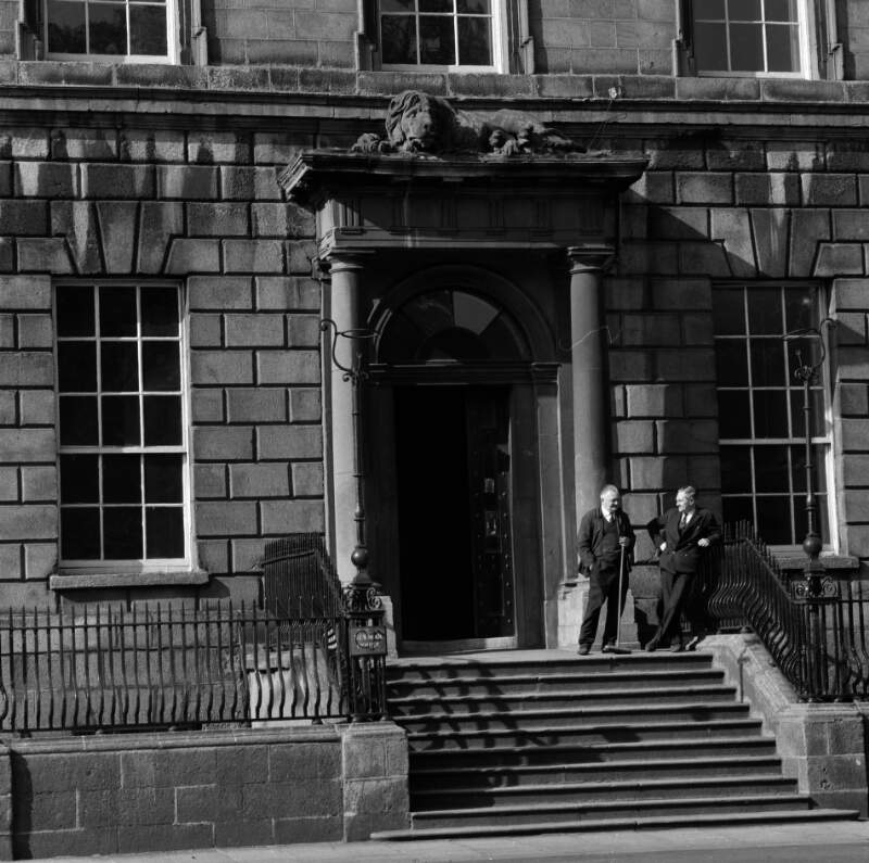 [Two men standing at doorway, Newman House, St. Stephen's Green, Dublin]