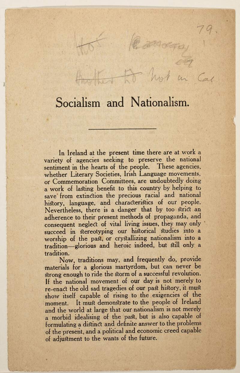 Socialism and nationalism.