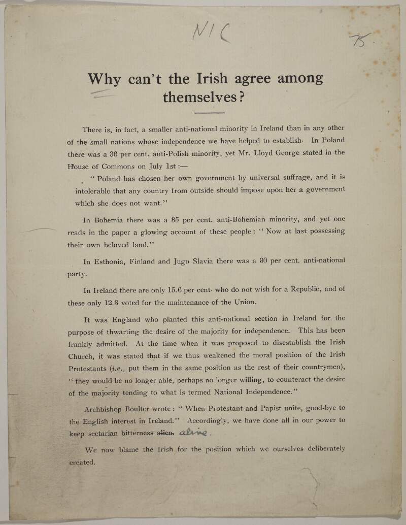 Why can't the Irish agree among themselves?