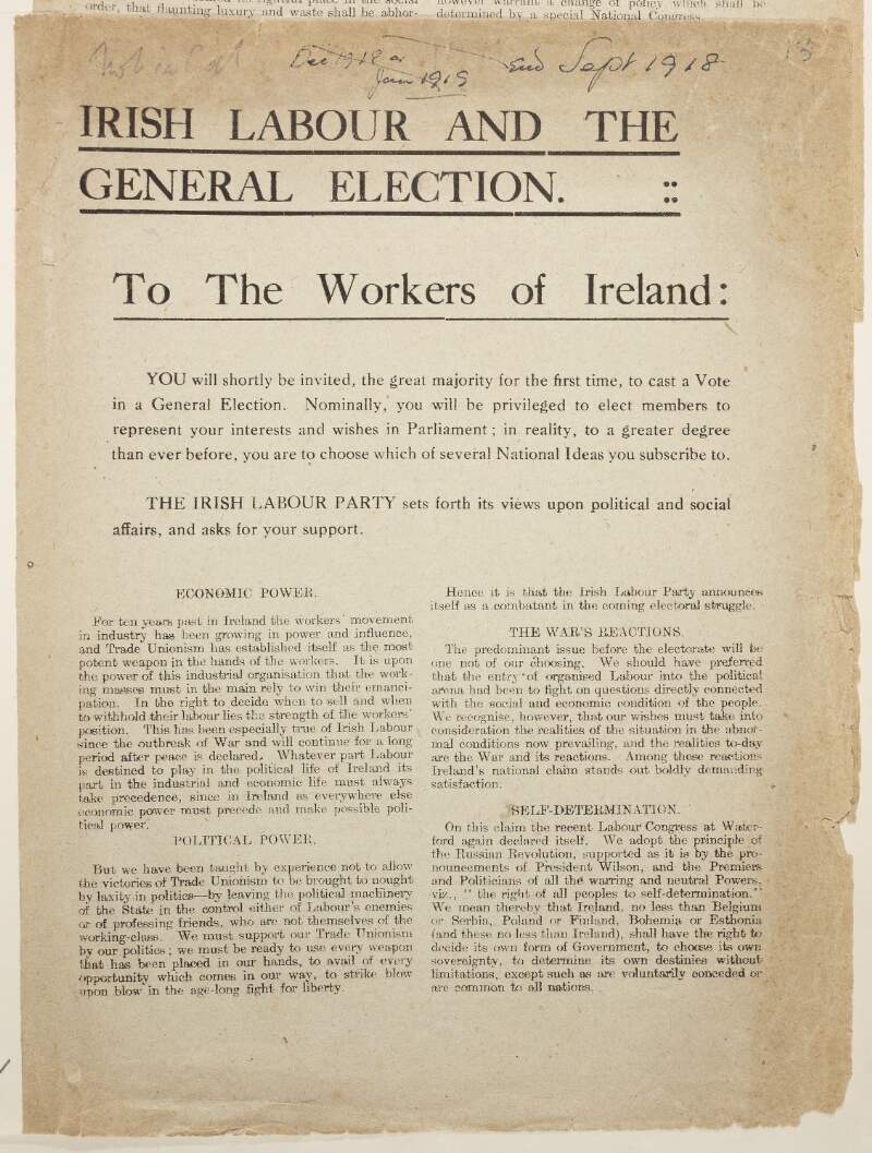 Irish labour and general election.