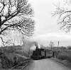 [Steam train crossing roadside track at Kiltubbrid, Co. Leitrim]