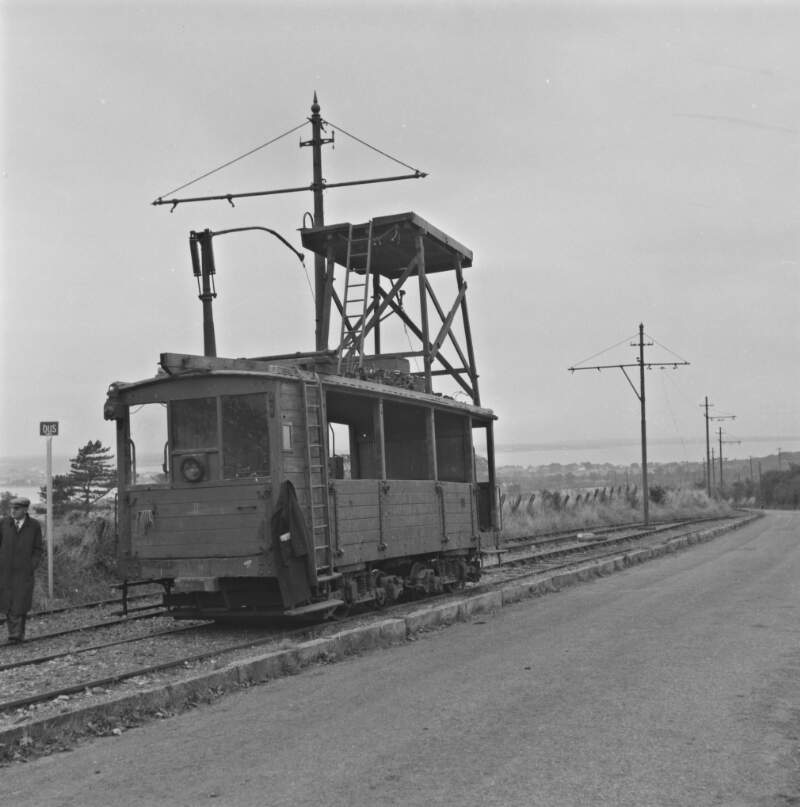 [Ruins of a tram car on roadside tramway, Sutton, Dublin]