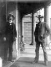 [Two men standing at the door of the National Library, Dublin]