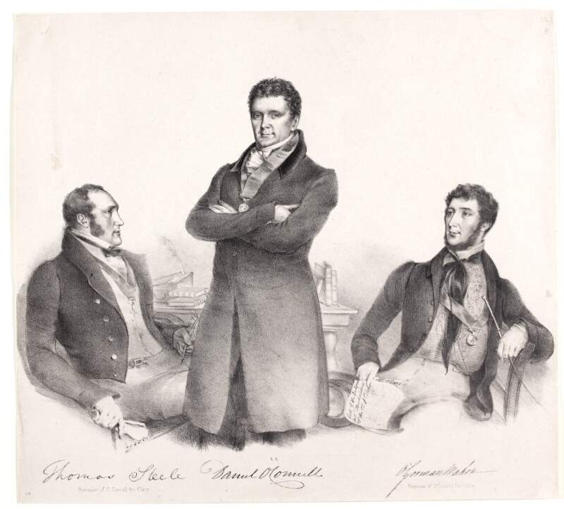 [Group portrait of Daniel O'Connell, M.P., (1775-1847), statesman, Charles O'Gorman Mahon, M.P., (1800-1891), and Thomas Steele, (1788-1848), repealer]