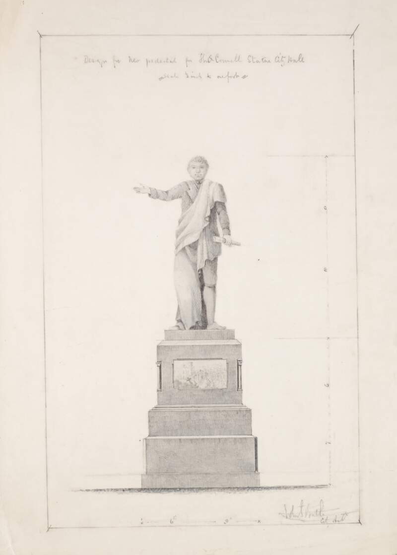 Design for the pedestal for the O'Connell statue, City Hall Scale 1/2 inch to one foot. /