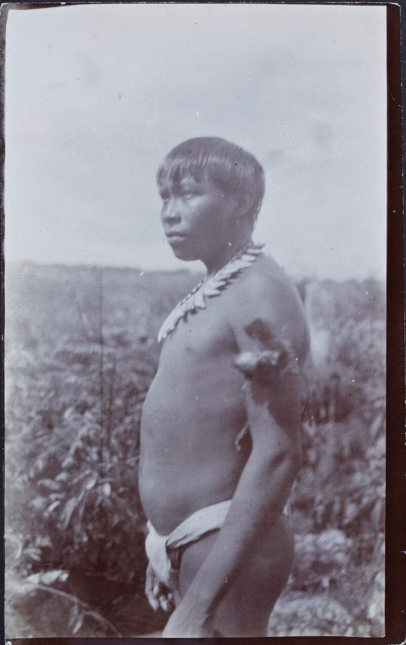 [Tribesman standing in the Putumayo region]