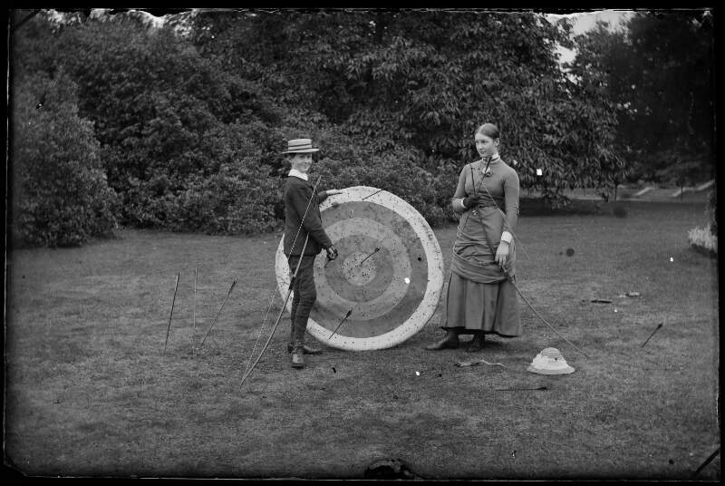[Robert Edward Dillon and his sister Georgina Dillon playing archery on Clonbrock lawn, Co. Galway]
