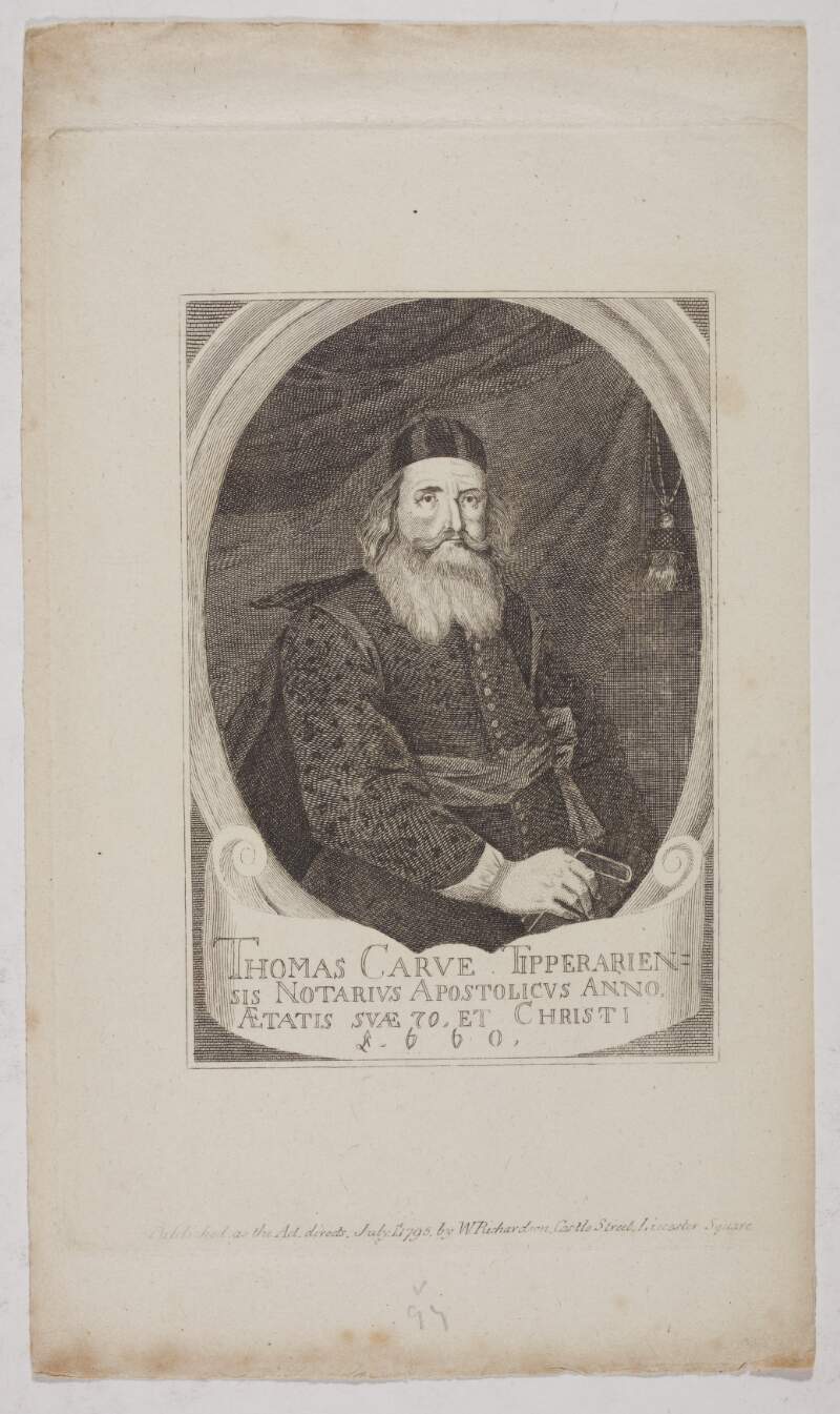 Thomas Carve Tipperarien sis Notarius Apostolicvs Anno. Ætatis SvÆ 70, Et Christi 1660.