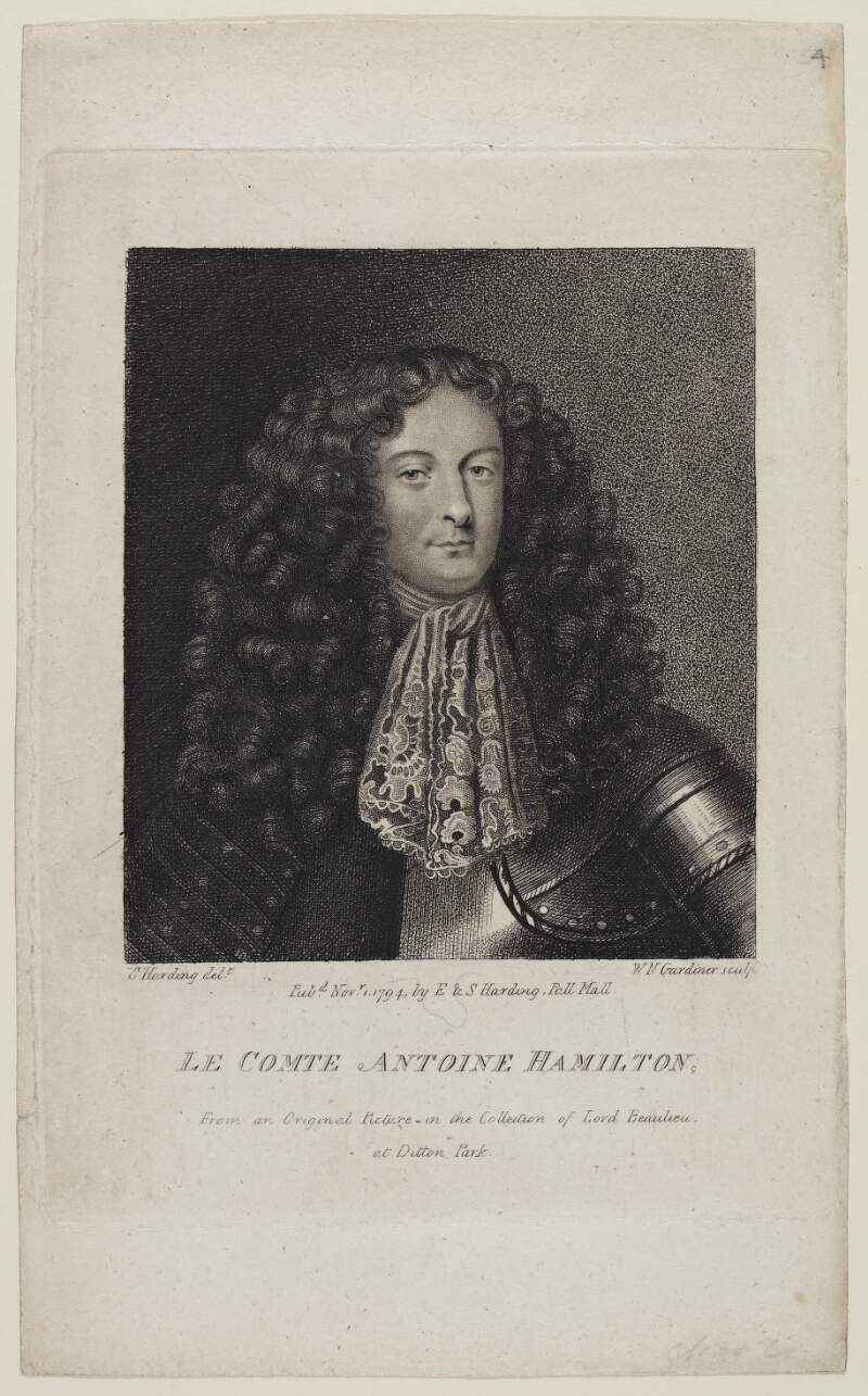 Le Comte Antoine Hamilton. From an Original Picture in the Collection of Lord Beaulieu at Ditton Park. /