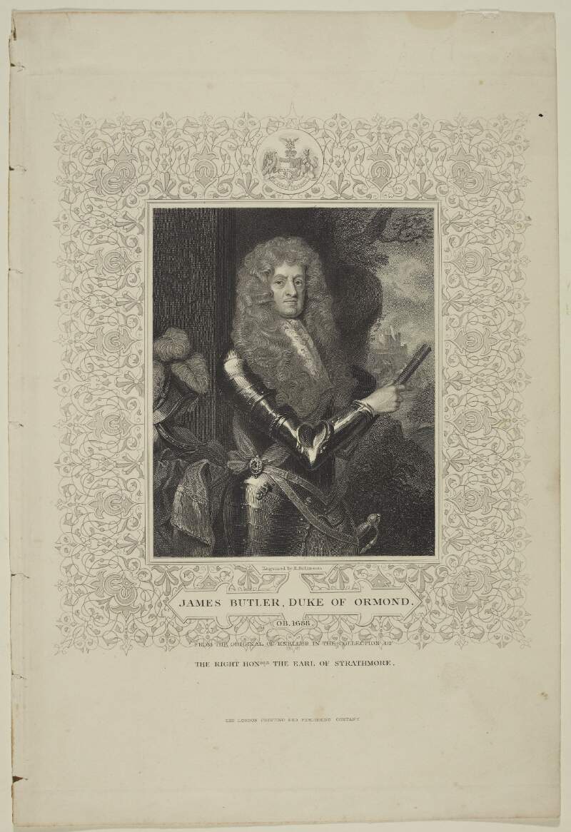 James Butler, Duke of Ormond. OB. 1688. From the original of Kneller in the collection of the Right Honble. the Earl of Strathmore. /