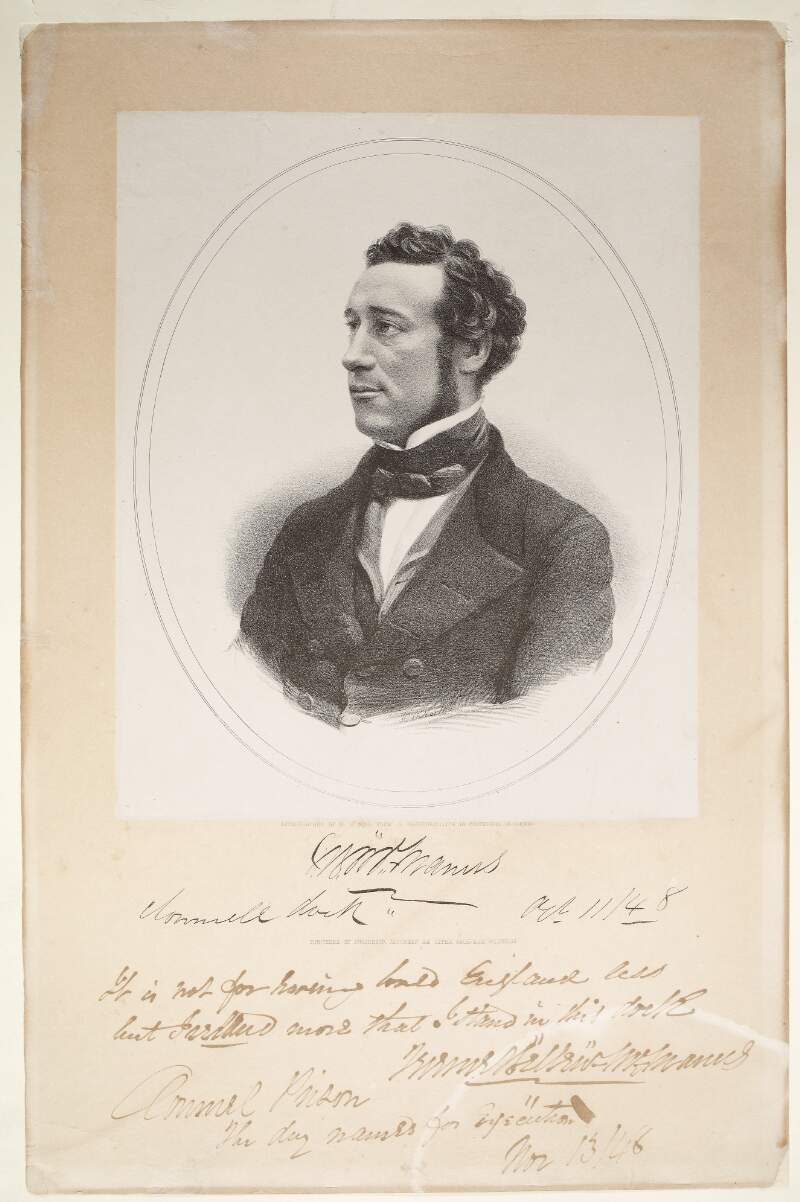 [Terence Bellew McManus, (ca. 1811-1861) ; Young Irelander : Head & shoulders, turned and looking to left, side whiskers].