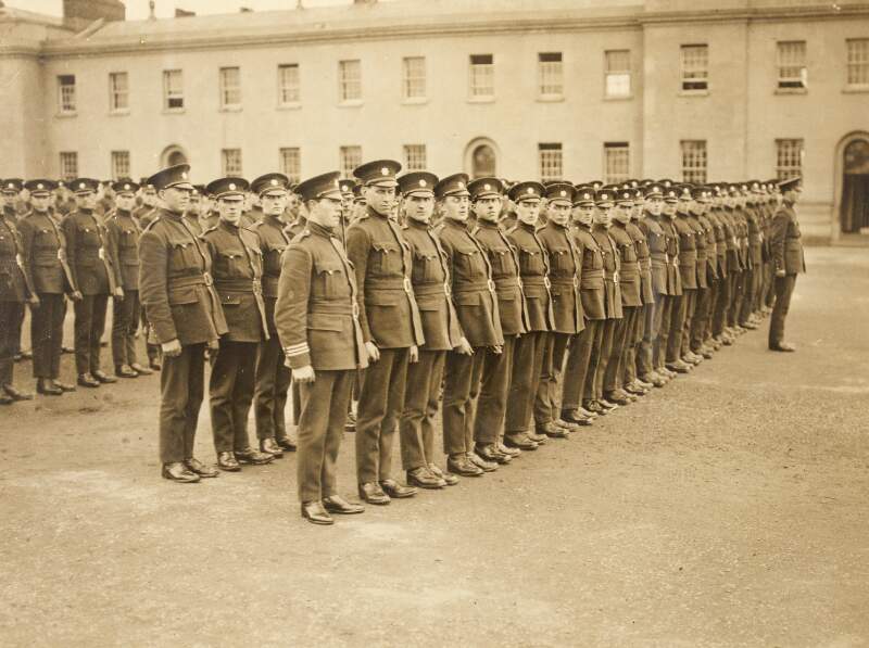 [Newly formed Gardaí on parade at the Depot, Phoenix Park]