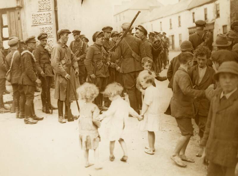 [Soldiers and children at the South Irish Front during the Irish Civil War]