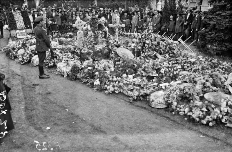 [Flowers at Michael Collins' graveside]