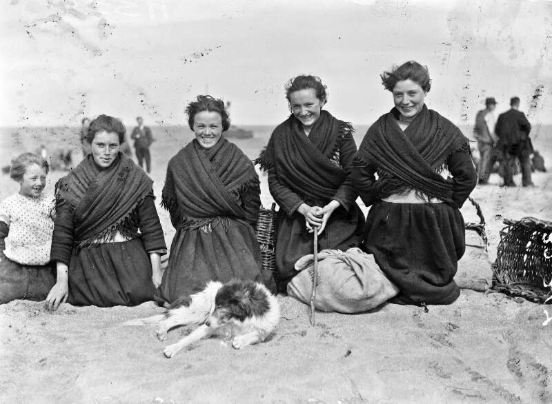 [Group of young girls on the Aran Islands wearing traditional clothes]
