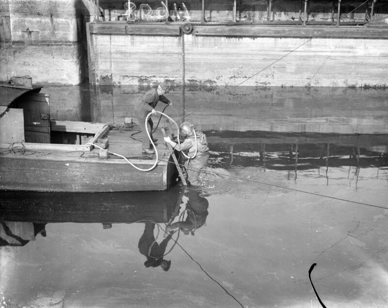 [Diver at work on the Shannon.]