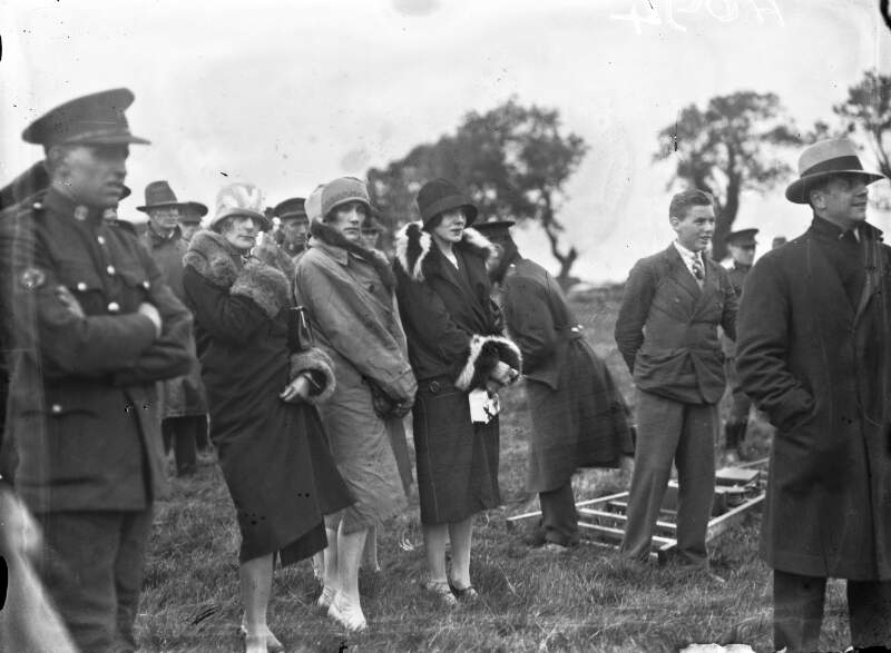 [Group including women relatives of airmen watching the take off of The Princess Xenia at Baldonnel.]