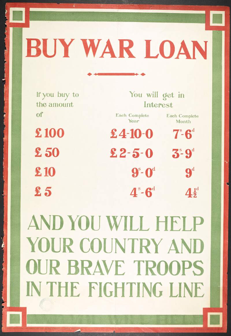 Buy War Loan...and you will help your country and our brave troops in the fighting line.