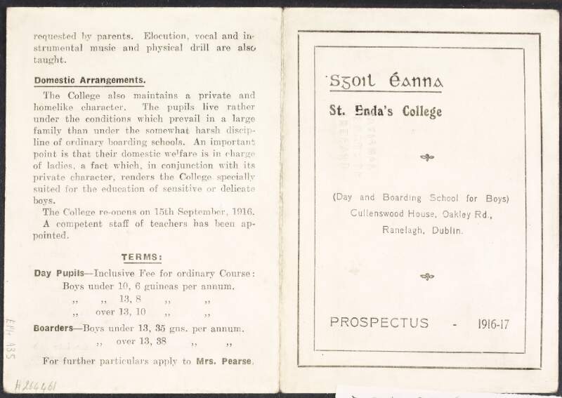 [Prospectus for Scoil Éanna : St. Enda's College]