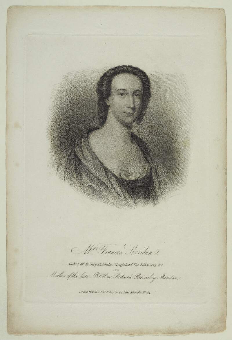 Mrs Frances Sheridan. Author of Sydney Biddulp, Nourjahad, The Discovery &c., Mother of the late Rt. Hon. Richard Brinsley Sheridan.