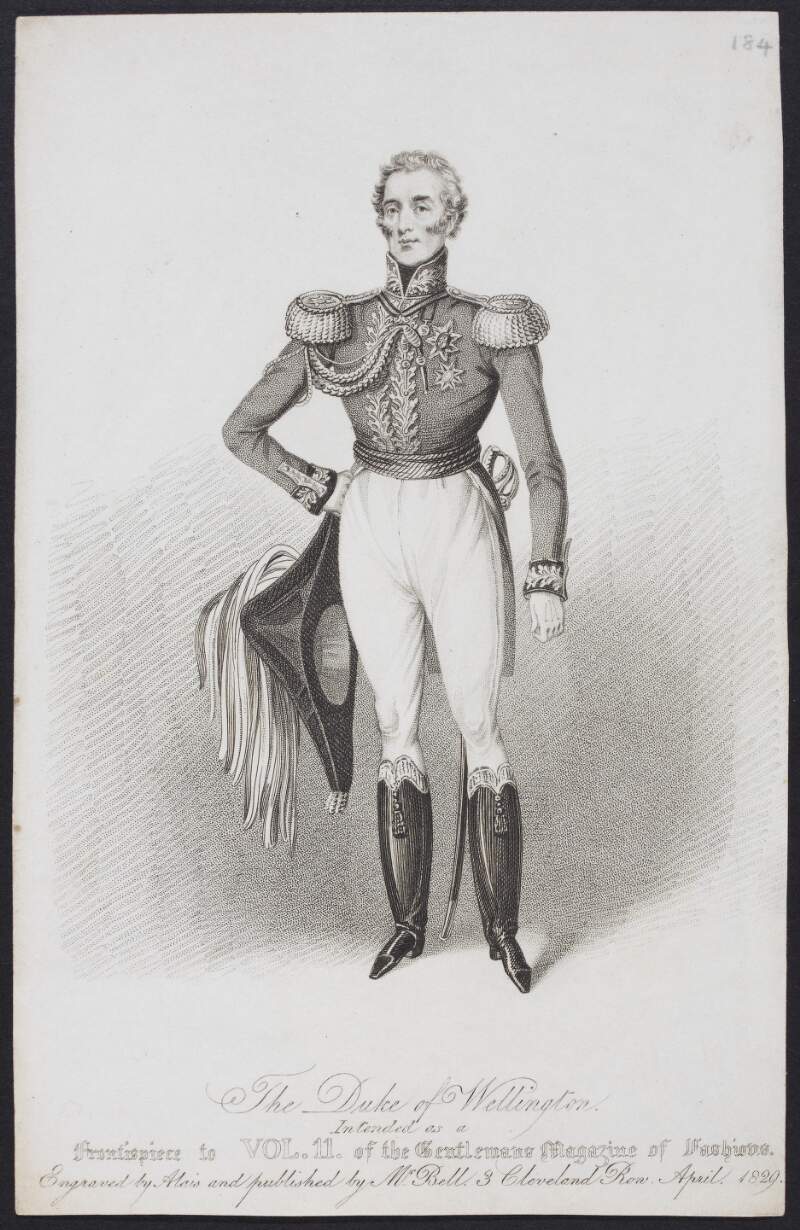 The Duke of Wellington. Intended as a frontspiece to Vol.II. of the Gentleman's Magazine of Fashions.