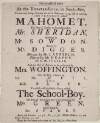 At the Theatre-Royal in Smock Alley, tomorrow, being Saturday the 2d of February, 1754, will be revived, a new tragedy called, Mahomet.