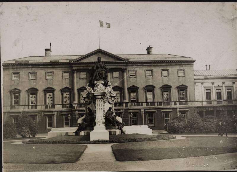 [Leinster House, Dublin, with statue of Queen Victoria in the foreground]