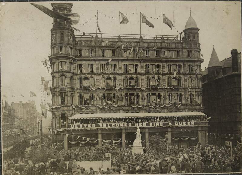 [Robinson and Cleaver [department store] Belfast, decorated for the visit of the King and Queen to open the Ulster Parliament]