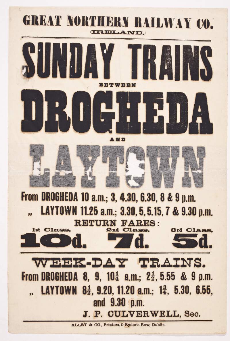 Sunday trains between Drogheda and Laytown... /