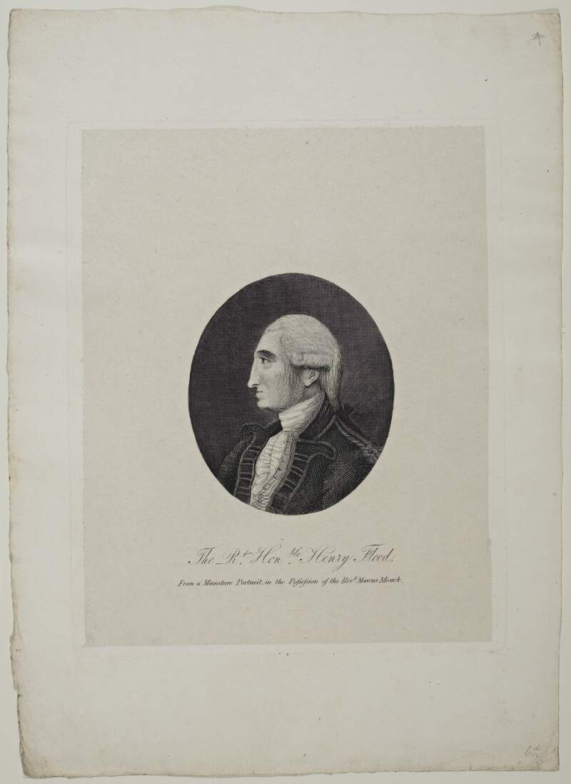 The Rt. Honble. Henry Flood. From a miniature portrait in the possession of the Revd. Marcus Monck.