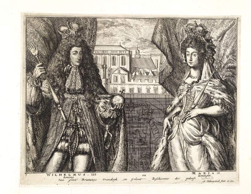 Wilhelmus, III. Koning en Maria, II. Koningin Van Groot Brittanye, Vranckryk en Yrlant, beschermer des geloofs.