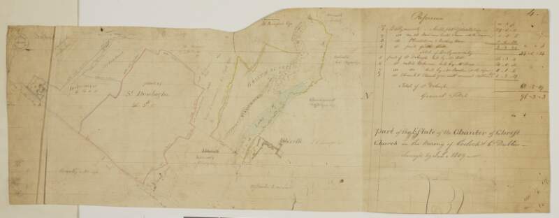 [A map of St. Dowlaghs] part of the Estate of the Chantor of Christ Church, in the Barony of Coolock & Co Dublin.  Surveyedby J.L. 1809.  Scale 20 Perches to an Inch