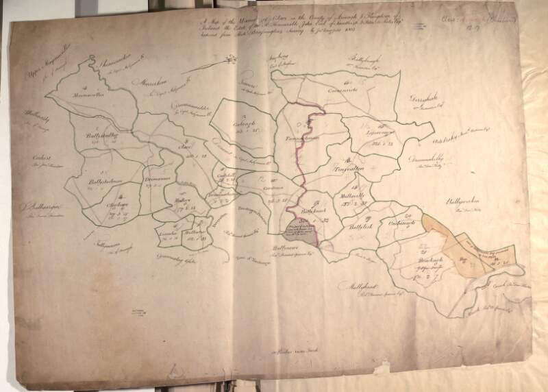 A map of the manor of Clare in the County of Armagh & Kingdom of Ireland, the Estate of the Rt. Honourable John Earl of Sandwich & Peter De Sales Esq. Reduced from R. Brassingtons survey by Jn.. Longfield, 1805.