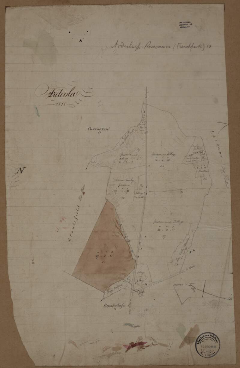 A map of Ardcolagh in the barony of Frenchpark and County of Roscommon. 1818.