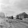 Goods train arriving at station, Ferbane, Co. Offaly.