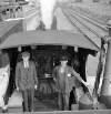 Frank Phelan & train driver on train, Clara, Co. Offaly.