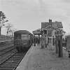 IRRS train at station, people on platform, Ballybay, Co. Monaghan.