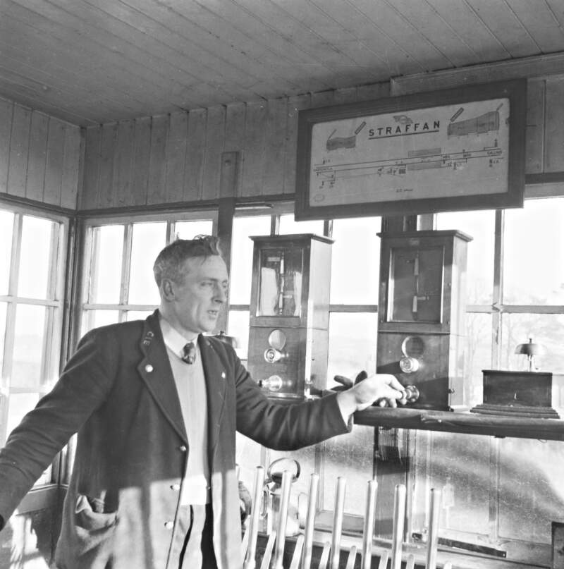 J. Bracken in signal box, Straffan, Co. Kildare.